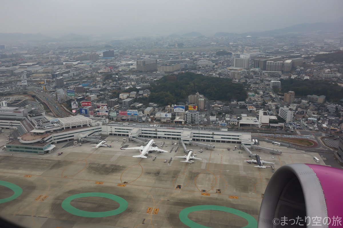 福岡空港離陸時の景色