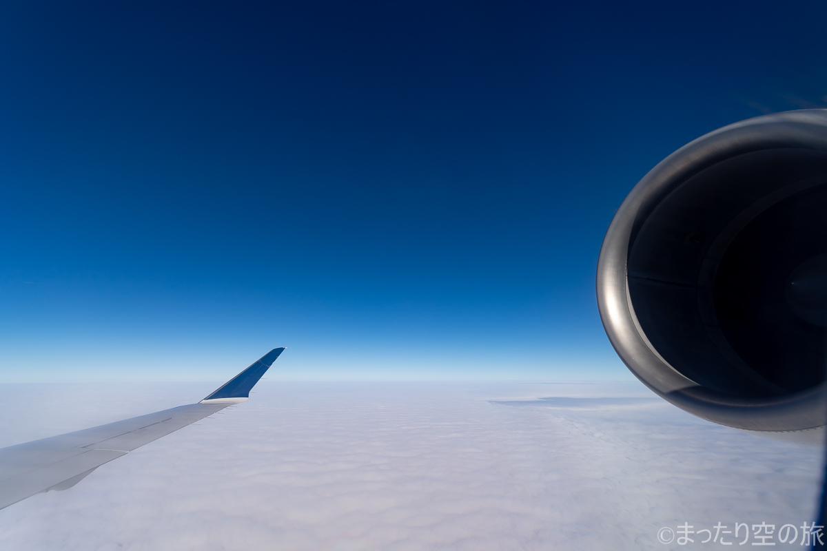 CRJ900の主翼とエンジンの見える景色