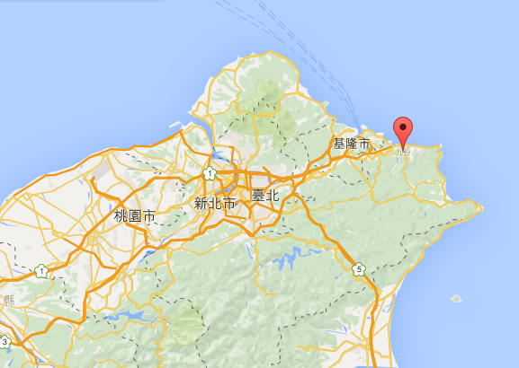 台北の北東部に位置する九ふんの地図上の位置