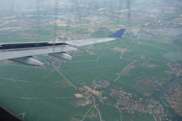 ベトナム・ハノイ郊外上空の景色