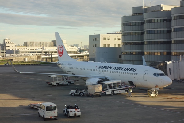 羽田空港に駐機するJALのB737-800型機